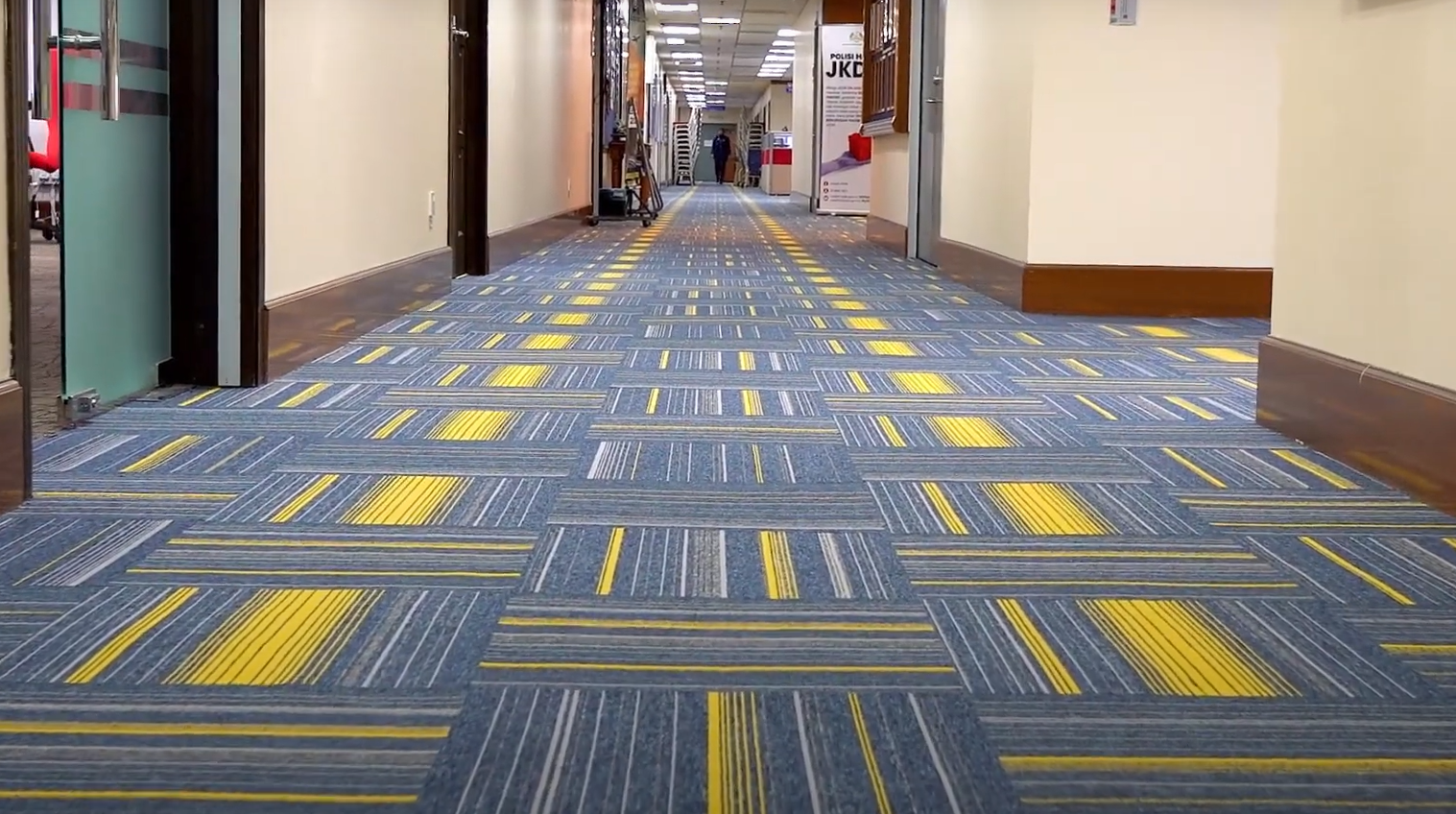 A stylish and clean look after a professional installation of office carpet tiles by expert team