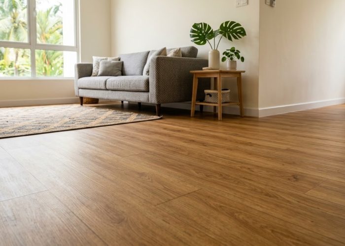 a homeowner install vinyl flooring on his living room